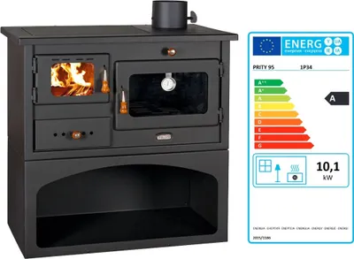 Produktbild von EEK A - Holzofen PRITY 1P34 10,1 kW mit Backofen & Metallplatte Kaminofen