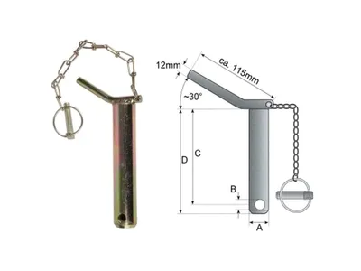 Produktbild von Sicherungsbolzen Ø 22 mm Länge 310 mm mit Kette + Klappstecker
