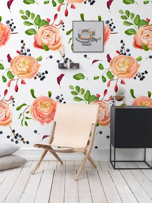 Produktbild von Coloray Fototapete 208x146 cm Vlies-Fototapete - Rosensbeeren blüht Blätter