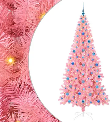Image de vidaXL Arbre de Noël avec 300 LEDs avec support Rose 210 cm PVC