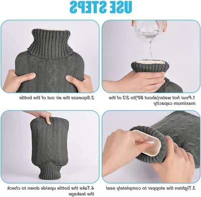 Wärmflasche mit Strickbezug von 2 Litern für Wärme und Kälte, ideal für Hände und Füße, Linderung von Muskelverspannungen