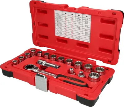 Produktbild von KS Tools 3/8+1/2 TRIPLEplus Durchgangs-Steckschlüssel-Satz, 17-tlg