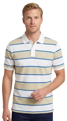 Produktbild von Gant Polo Baumwolle beige gestreift normale Passform kurzer Ärmel 2-Knopf