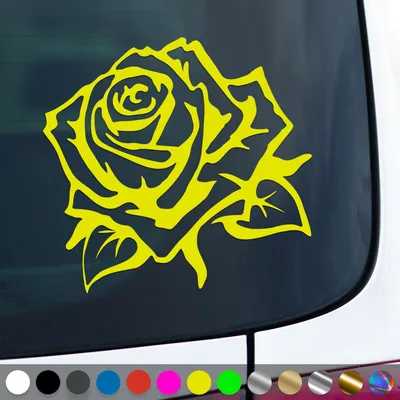Produktbild von PantherPixel Rose Aufkleber Blumen Kletterrosen Pfingstrosen Sticker Auto Geschenkidee Farbe Neon-Gelb