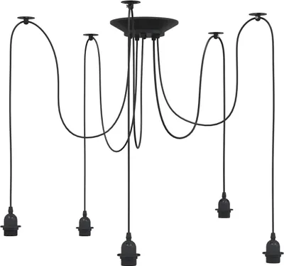 Immagine prodotto di Lampada a Sospensione con 5 Portalampada E27 in Metallo Nero