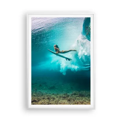 Produktbild von Gerahmtes Poster - Weißer Rahmen - Surfen Unterwasser Frau - 70x100 cm - Wand Bild - Wanddeko - Wandbilder - Kunstposter - Wandposter - Bilderrahmen - Bilder - Kunstdruck - P2WPA70x100-4898
