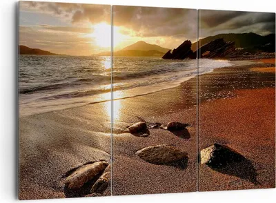Produktbild von Bild auf Leinwand - Leinwandbild - Strand Wolken Abend Küste - 165x110cm - Wand Bild - Wanddeko - Leinwanddruck - Bilder - Kunstdruck - Wanddekoration - Leinwand bilder - Wandkunst - CE165x110-2527