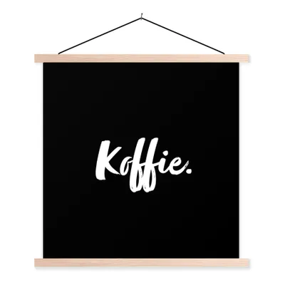 Produktbild von MuchoWow® Textilposter Kaffee - Getränk - Zitate - Text 60x60 cm mit holzfarbenen Rahmen - Wanddekoration