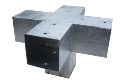 Produktbild von Holzverbinder Balken 90x90 mm Pfostenecke Pfostenverbinder Verbinder aus Stahl verzinkt : Für 5x Balken | T-Form Ausführung Verbinder: Für 5x Balken | T-Form