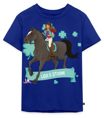 Produktbild von Spreadshirt Schleich Horse Club Lisa & Storm reiten aus Kinder Premium T-Shirt, 134/140 (8 Jahre), Royalblau