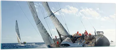 Produktbild von Bilder auf glas - Segelschiff Meer - 140x50cm - Glasbilder - Wandbilder - Kunstdruck - zum Aufhängen bereit - Wanddekoration aus Glas - Glas Bilder - Wandbild auf Glas - Einteilig - GAB140x50-4032
