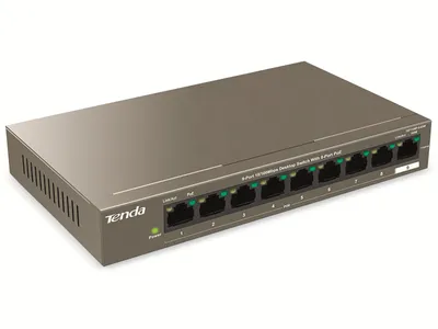 Produktbild von Tenda TEF1109P-8-63W, Unmanaged, Fast Ethernet (10/100), Power over Ethernet (PoE), Rack-Einbau