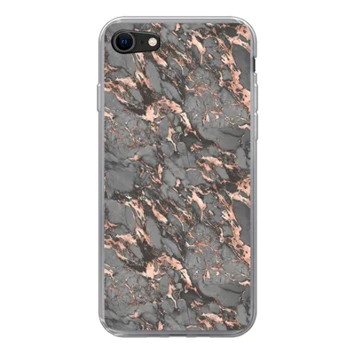 Produktbild von MuchoWow® Handyhülle Schutzhülle Hülle für iPhone SE 2020 Marmor - Rose - Grau - Muster Silikon Softcase Handy Hülle - Kartenbesitzer