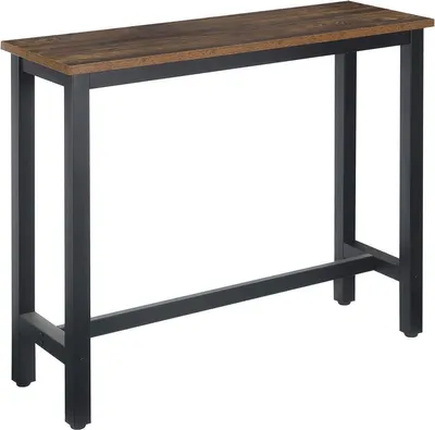 Obrázok produktu pre Lestarain barový pult, barový stôl, bistro stôl, kuchynský stôl, kov a MDF, 120 x 40 x 100 cm (Š x H x V), tmavý buk
