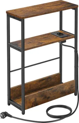 Produktbild von Kleiner vintage Tisch mit 3 Planken, braun-inktzwart Finish