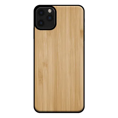 Produktbild von Smartphonica Handytasche für iPhone 11 Pro Max mit Holzoptik - Rückwand Bambus Kunstholzhülle - Braun
