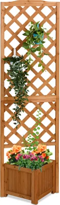 Immagine prodotto di Fioriera Relaxdays con graticcio, HBT 180x55x51 cm, vaso con traliccio, per balcone e giardino, legno di abete, marrone chiaro