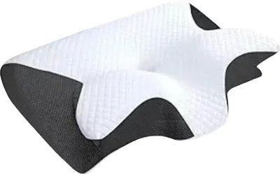 Zdjęcie produktu dla Poduszka podtrzymująca szyję, ergonomiczna konstrukcja, wypełnienie z pianki z pamięcią kształtu, czarna