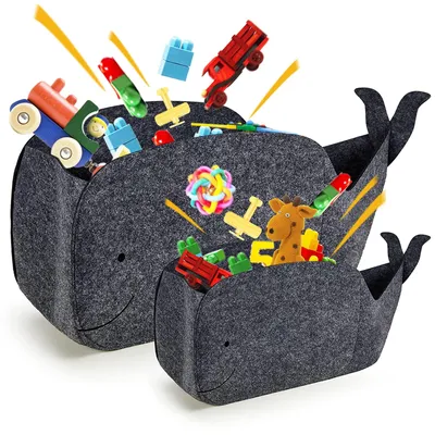 Immagine prodotto di Contenitore per giocattoli per bambini - Scatola pieghevole in feltro (set da 2)