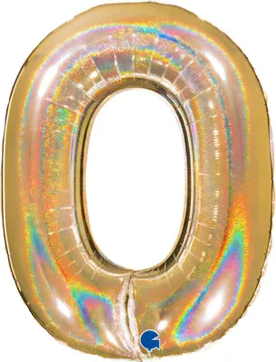 Produktbild von Riesenzahl Folienballon 40"/102cm | Holo Gold Zahl: 0