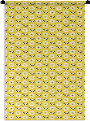 Produktbild von MuchoWow® Wandteppich Wandbehang Blume - Gelb - Muster - Sommer 120x180 cm Tapisserie Dekoration Wandtuch - Schlafzimmer - Dekorationen für das Haus