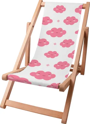 Produktbild von Dreamroots Kinder Liegestuhl klappbar Holz bis zu 130 kg, Sonnenliege klappbar mit 3-stufiger Neigungsregulierung der Rückenlehne, Cloudy Sunny