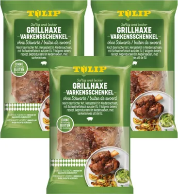 Produktbild von TULIP Haxe ohne Schwarte 3x 500g - Vakuumverpackt - Grillhaxe für Backofen oder Grill
