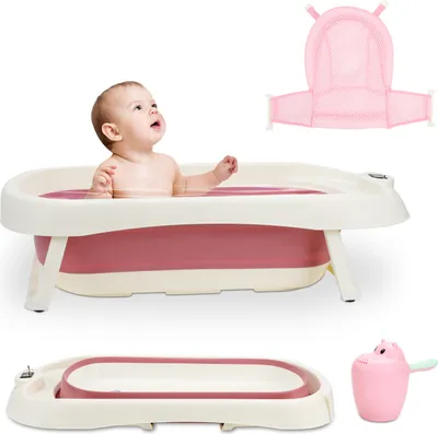 Obrázok produktu pre Clanmacy Skladacia detská vanička 83 cm Detská vanička proti skĺznutiu vaničky pre dieťa, ružová