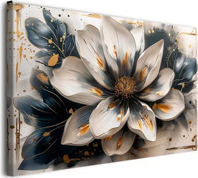 Obrázek produktu pro Obrazy na plátně moderní nástěnná malba pro obývací pokoj květina zlatá 80x120cm