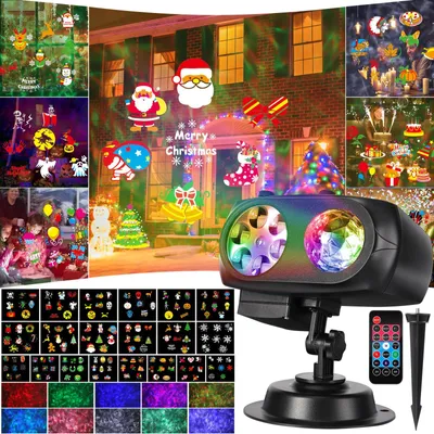 LED-Projektor 15 W, 20 Folien, 10 Farben, wasserdicht, mit Fernbedienung