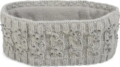 Produktbild von styleBREAKER Damen Stirnband mit Zopfmuster und Strass, weiches Fleece Innenfutter, Haarband, Headband 04026001