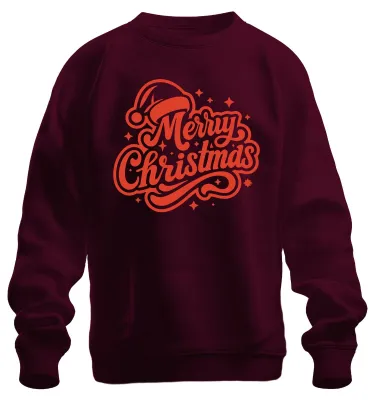 Produktbild von Merry Christmas Weihnachten Geschenk Santa Hat Sterne Sweatshirt Pullover, Burgundy, S