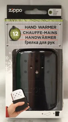 A Zippo hand warmer is shown in its retail packaging.