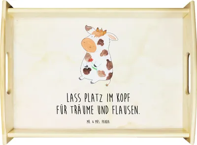 Produktbild von Mr. & Mrs. Panda Tablett Kuh - Vintage - Geschenk, Milchkuh, Landwirtin, Holztablett, Hoftiere, Frühstückstablett, Spruch, Bauernhof, Milch, Küchentablett, Serviertablett