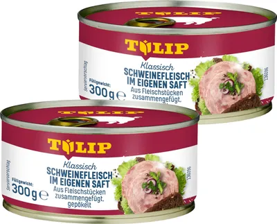 Produktbild von TULIP 2x 300 g Schweinefleisch im eigenen Saft Fleisch Schwein Frühstücksfleisch