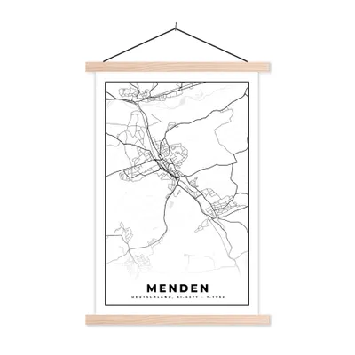 Produktbild von MuchoWow® Textilposter Menden - Karte - Stadtplan 40x60 cm mit holzfarbenen Rahmen - Poster