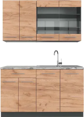 Produktbild von Singleküche Vicco Fame-Line Goldkraft Eiche/Anthrazit 140 cm , AP Marmor, Model 42167