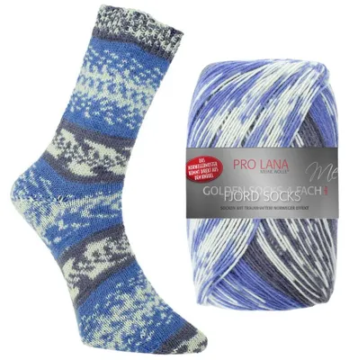 Produktbild von Pro Lana FJORD SOCKS 100 g 4-fach Norweger-Sockenwolle mit zauberhaftem Norwegermuster 420 m Farbe 184 - blau color