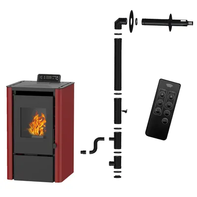 Obrázek produktu pro Peletová kamna Anita 7,6 kW Bordeaux Sannover + instalační sada