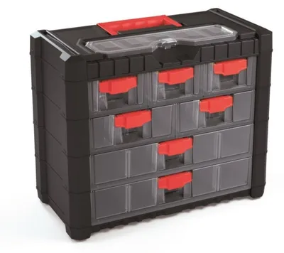 Obrázok produktu pre Plastový organizér závesný MULTICASE CARGO 400x200x326 červené úchyty