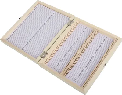 Image de boîte de rangement pour lames de microscope préparées en verre pour la biologie 100PCS