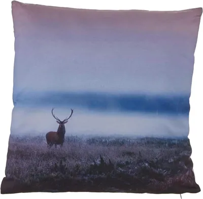 Imagen del producto de Cojín con motivo de ciervo, tejido, 40 x 40 cm, para la decoración del salón