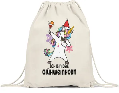 Produktbild von Glühweinhorn Turnbeutel Gymsack Advent Weihnachten Winterzeit Weihnachtsmarkt Glühwein Alkohol Punsch Schnee Kälte