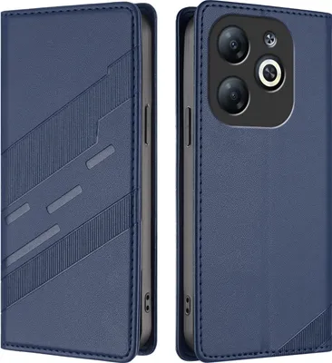 Produktbild von Hülle für Infinix Smart 8, Kunstleder Brieftaschen Handyhülle mit Kartenfach und Standfunktion Blau