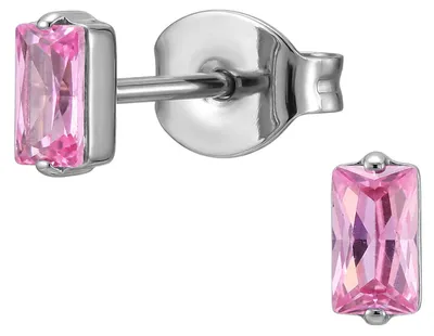 Produktbild von Titan Ohrringe Ohrstecker mit Zirkonia in pink