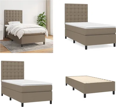 Produktbild von vidaXL Boxspringbett mit Matratze Taupe 100x200 cm Stoff - Boxspringbett - Boxspringbetten - Bett - Schlafzimmermöbel