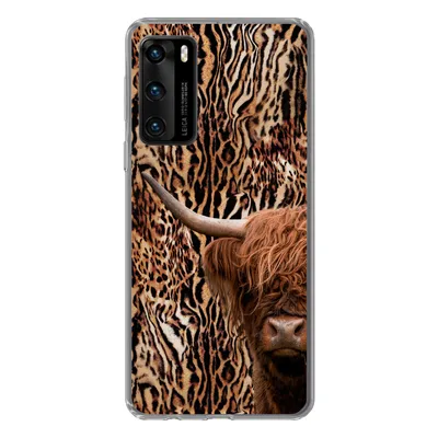Produktbild von MuchoWow® Handyhülle Schutzhülle Hülle für Huawei P40 Schottischer Highlander - Kuh - Pantherdruck Silikon Softcase Handy Hülle - Handytasche