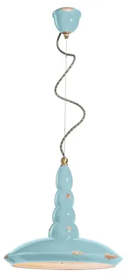 Produktbild von Ferroluce Vague-Vintage Hängeleuchte Ø 40cm Blau Rund