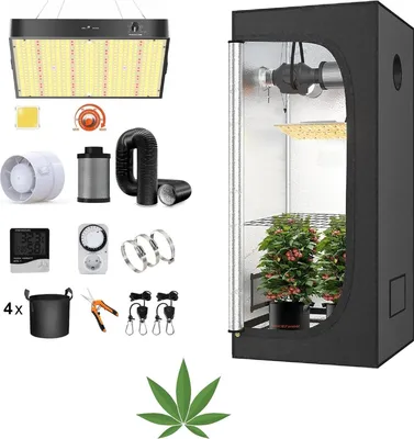 Produktbild von JUNG Growbox Komplettset 60x60x140 cm mit dimmbarer LED Vollspektrum Grow Lampe, Ventilator, Abluft Aktivkohlefilter, für Anzucht und Gewächshaus.