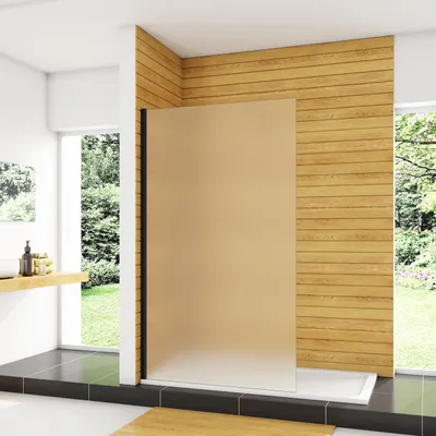Produktbild von 100x200cm WALK IN Schwarze Duschwand Milchglas 10mm NANO ESG Glas Duschabtrennung